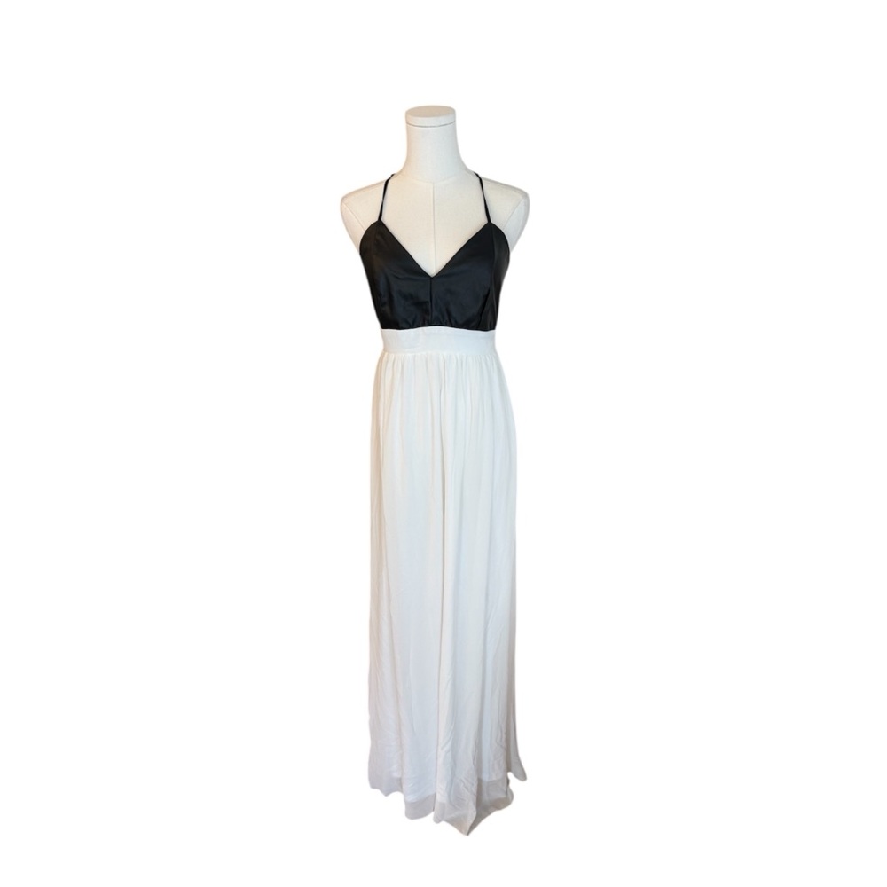 LULUS Exclusive Midnight Rider Black and White colorblock  Maxi Dress M